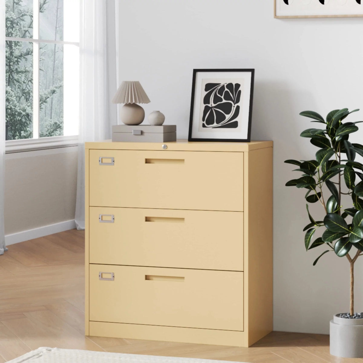 Black 3 Drawer Lateral File Cabinet Z1738