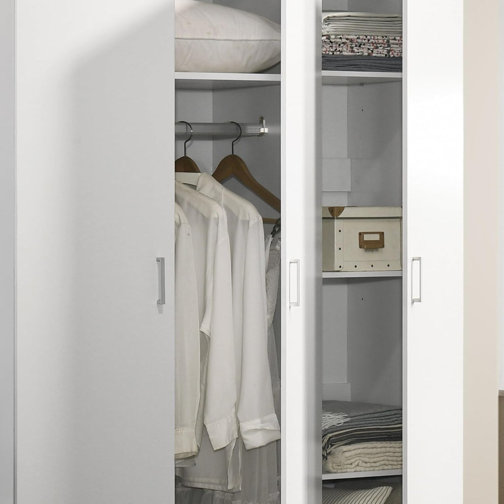 White 3 Doors Wooden Armoire Wardrobe W2188