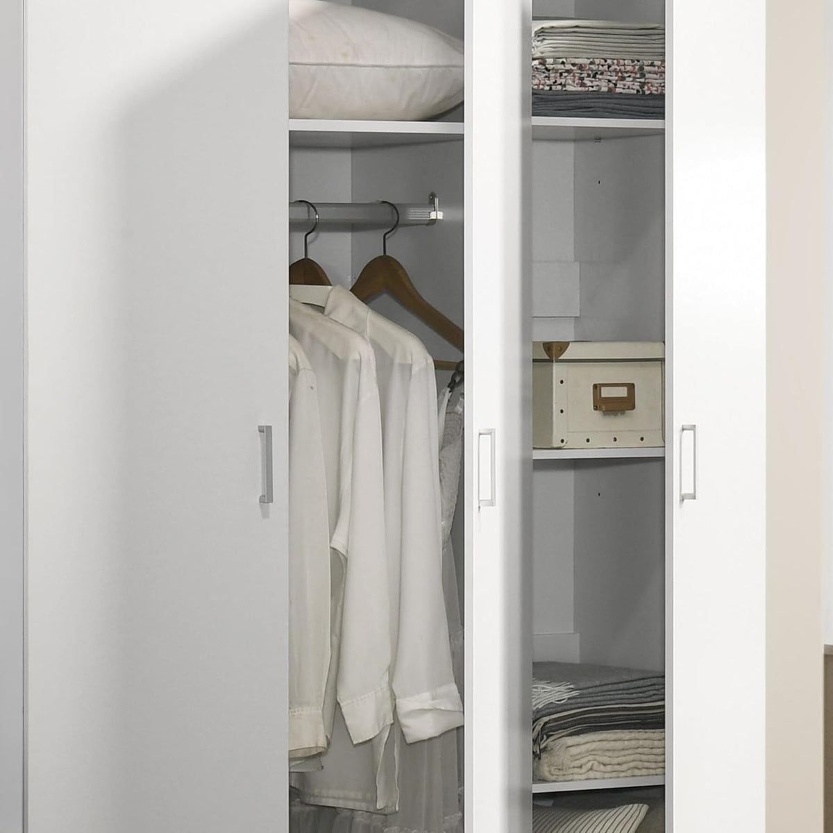 White 3 Doors Wooden Armoire Wardrobe W2188
