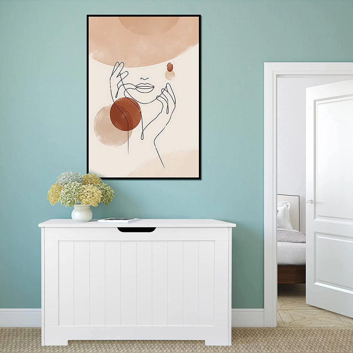 White Wooden Toy Box Storage Chest with Flip-top Lid O9666