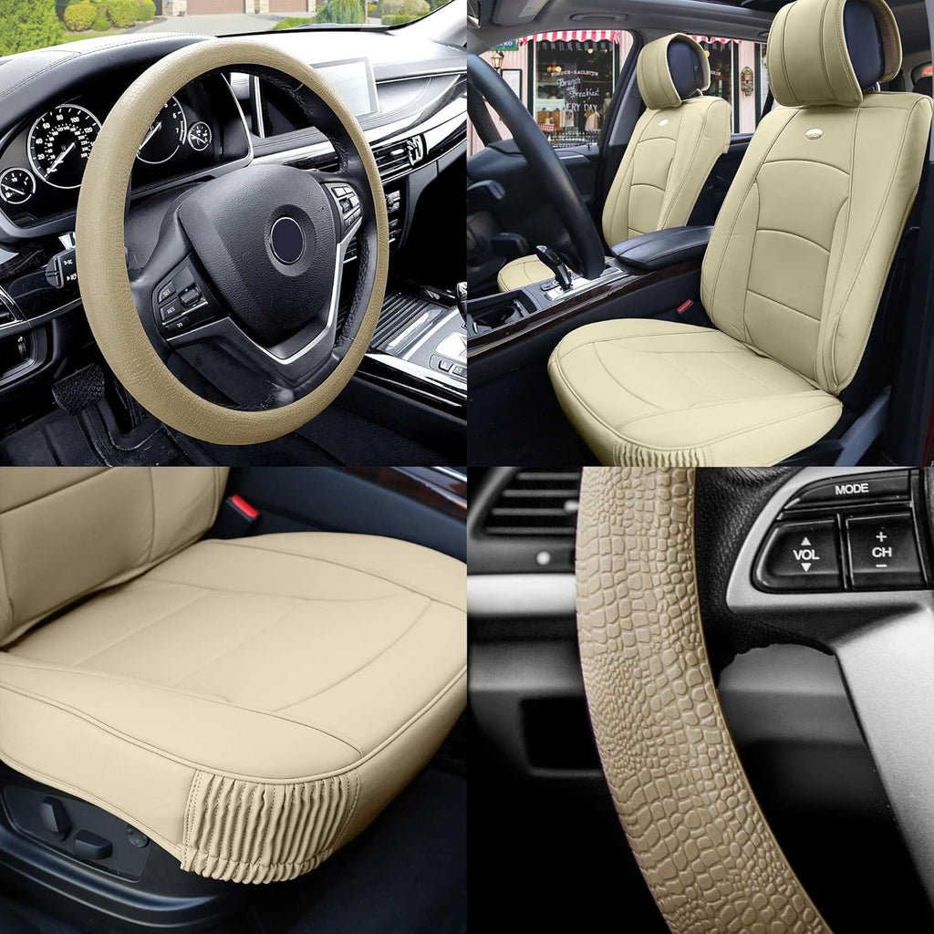 Faux Leather Seat Cushions Front Set Brown Black F9952