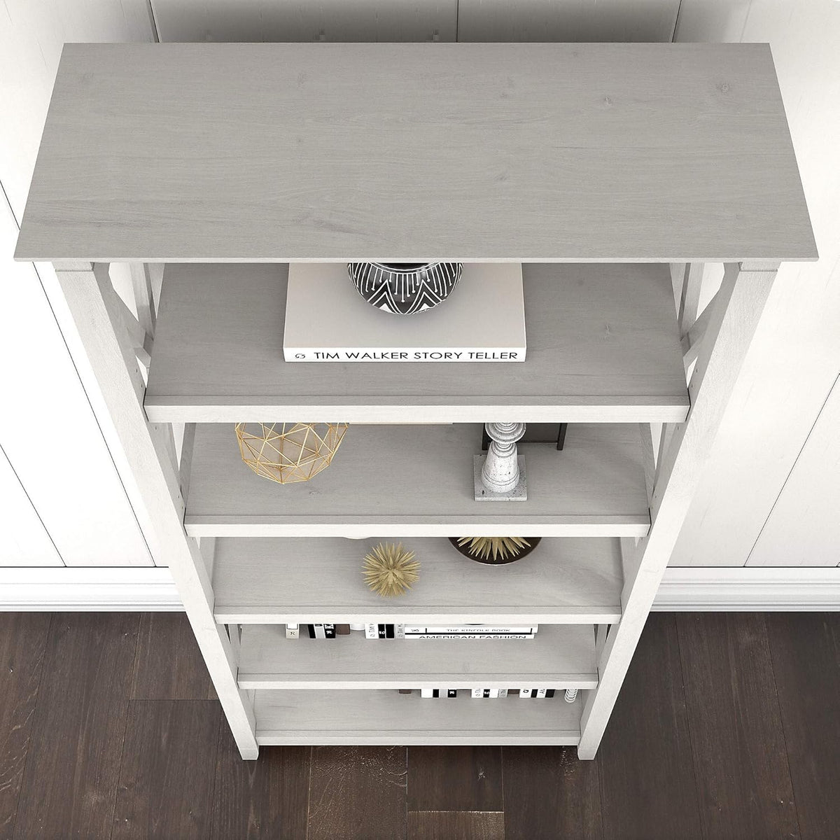 5 Shelf Bookcase in Linen White Oak Y12253