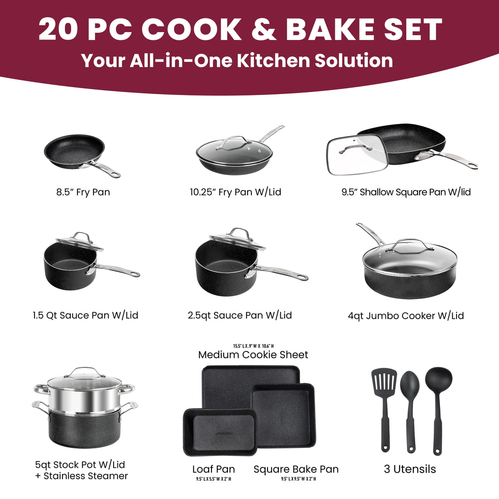 20 Piece Nonstick Blue Cookware Bakeware Set J312919