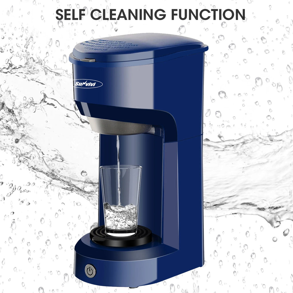Blue Single Serve Coffee Brewer with Permanent Filter E505654