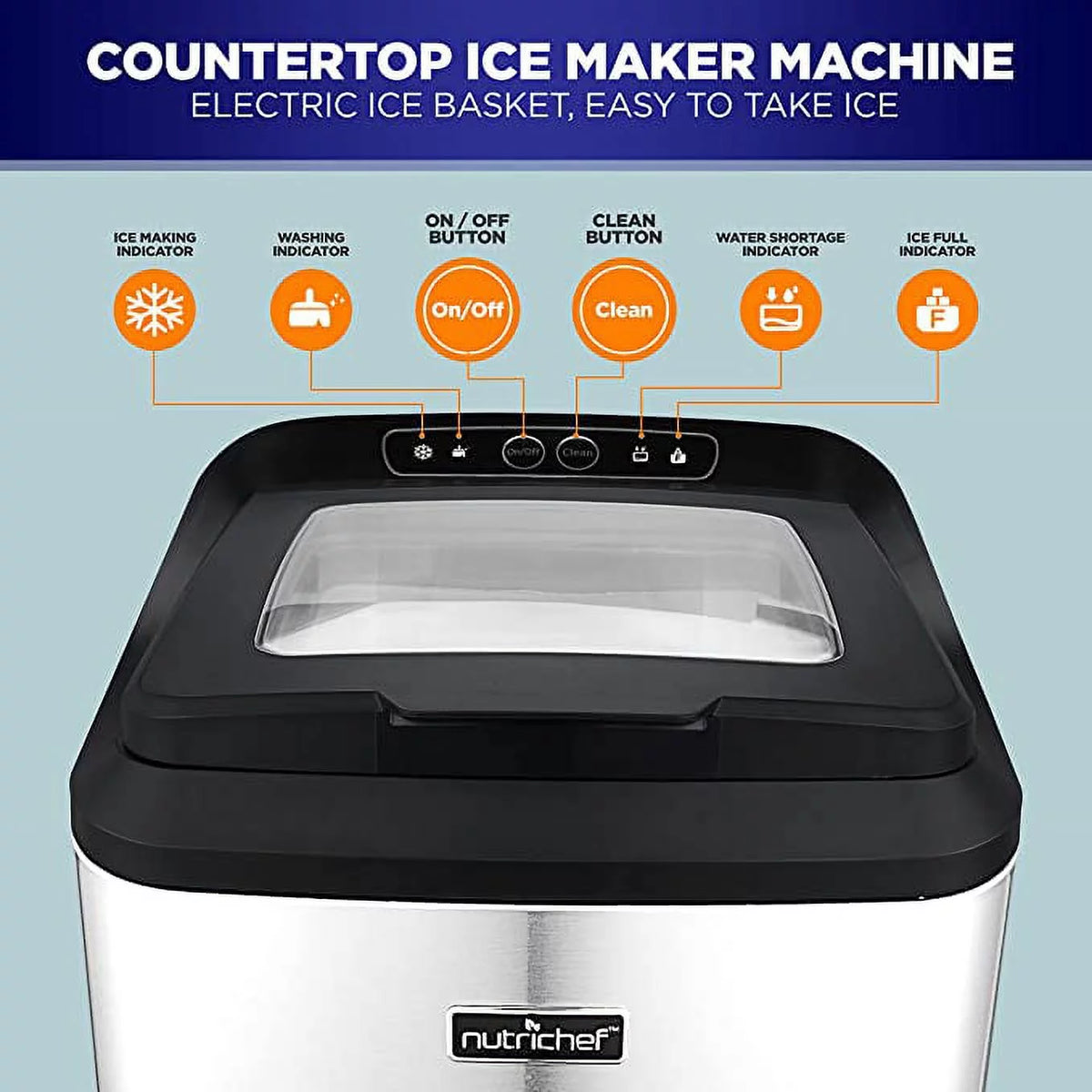 Electric Nugget Ice Maker Machine with Ice Scoop and Basket R432249