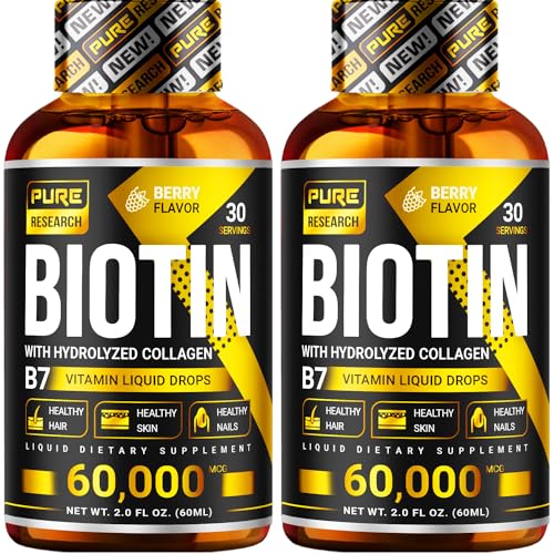 Biotin & Collagen 60,000mcg Hair Growth Liquid Drops, 4 Fl Oz C914