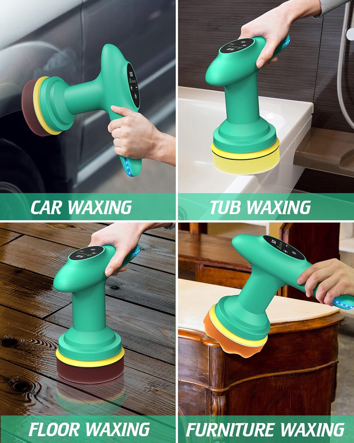 Cordless Car Polisher, 4inch 2500-6000 RPM Orbital Polisher with 8 Pads W52986
