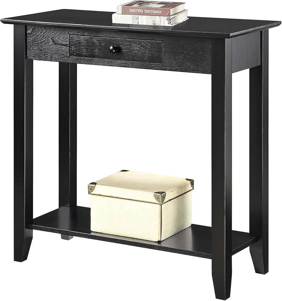 Black Hall Table with Drawer and Shelf K1653