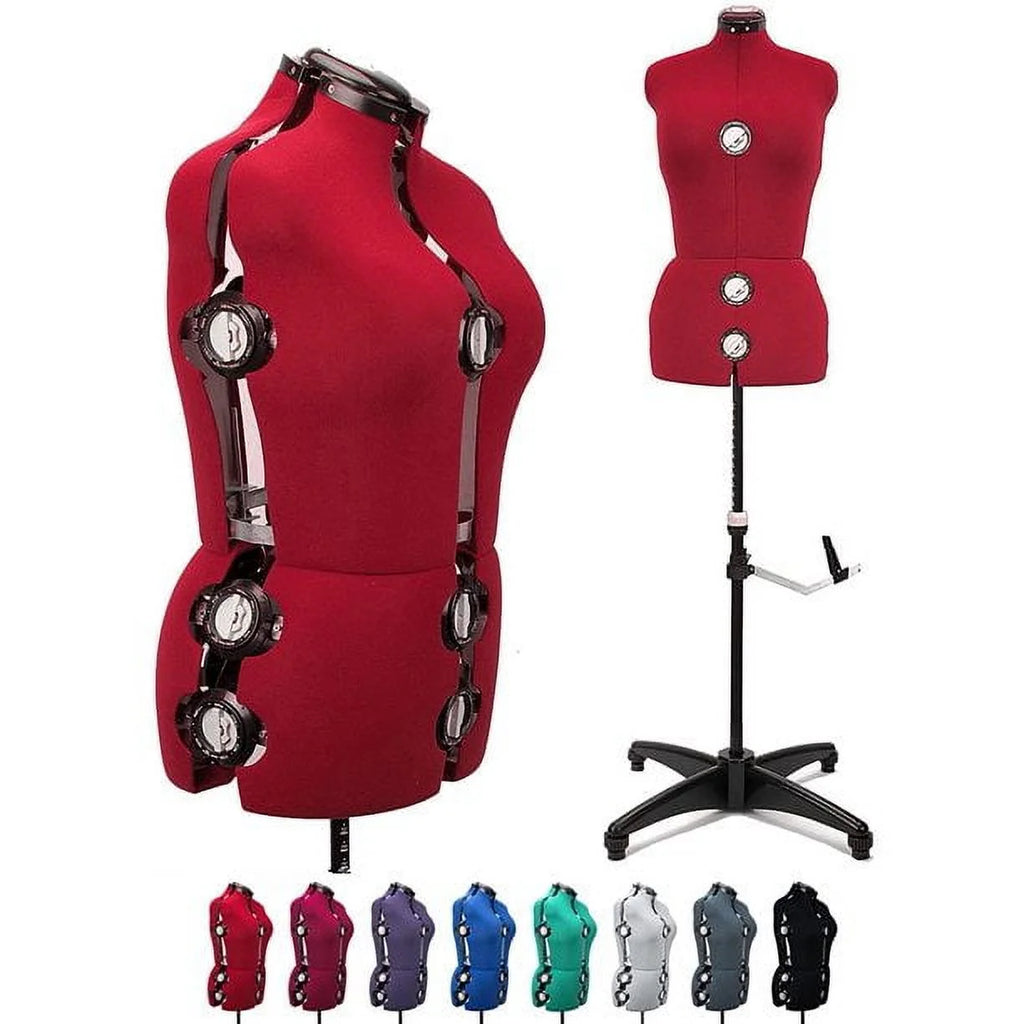 13 Dials Female Fabric Adjustable Mannequin Dress Form Red Large P4654