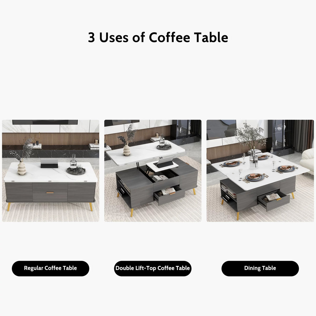 Double Lift Top Coffee Table with 4 Drawers G90996