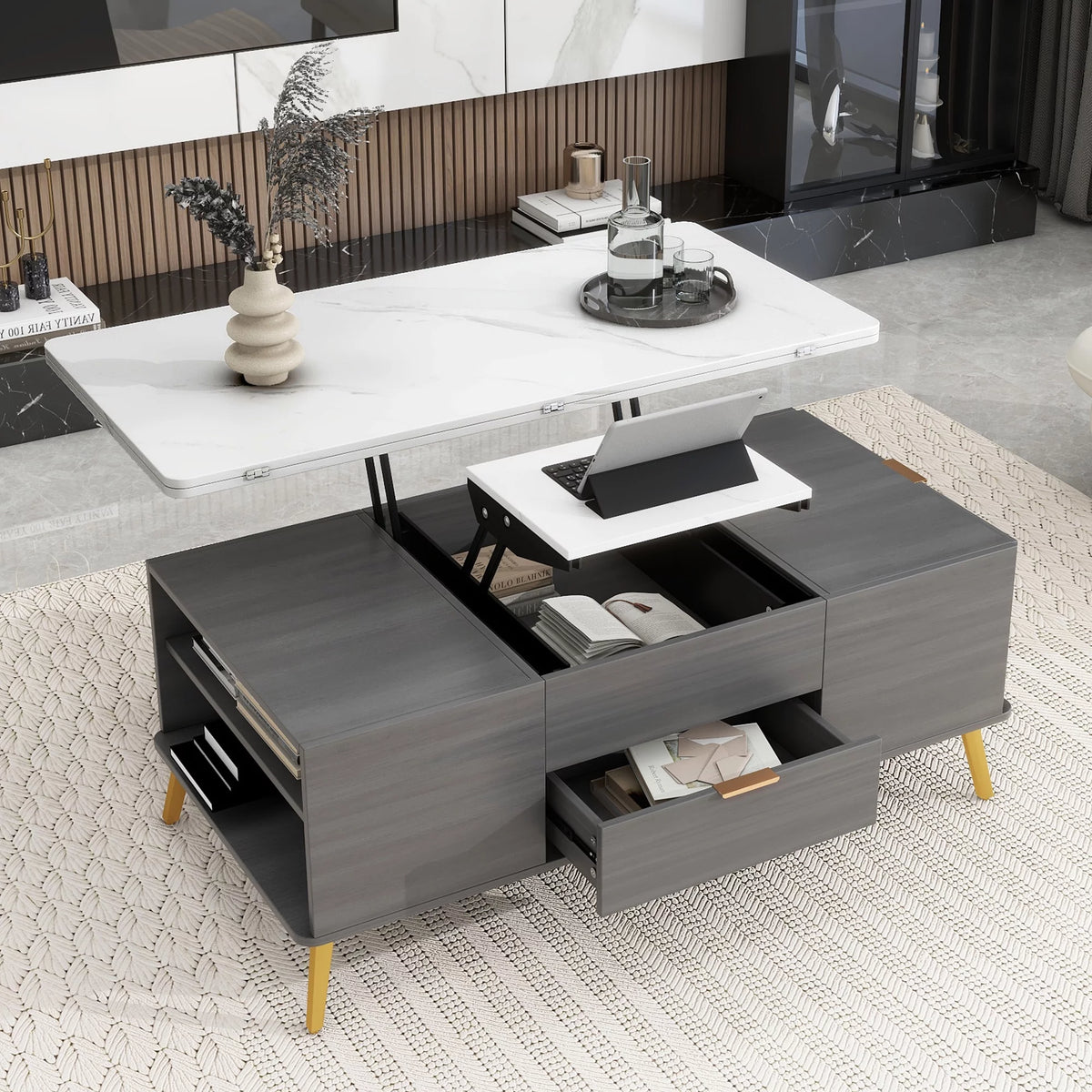 Double Lift Top Coffee Table with 4 Drawers G90996
