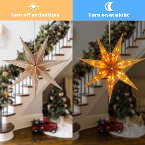 2 Pack 26.8 Inch Paper Star Lantern with Timer V511119