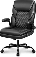 Black Ergonomic Leather Office Chair with Padded Armrests Z58888