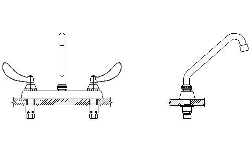 Two Handle Cast Deck-Mount Faucet O885