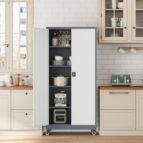 White Metal Rolling Storage Cabinet E6625