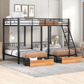 Black Metal Triple Bunk Bed with Drawers X139453