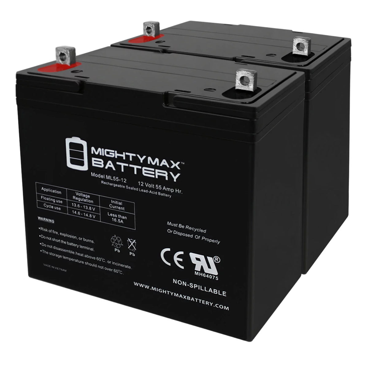12V 55Ah Battery 2 Pack I7409