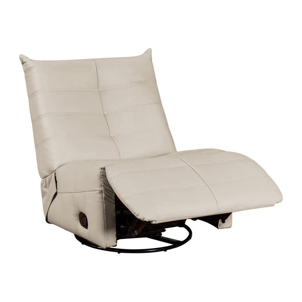 Beige Faux Leather Swivel Glider Recliner I33211