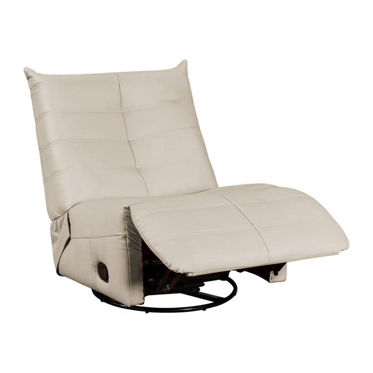 Beige Faux Leather Swivel Glider Recliner I33211
