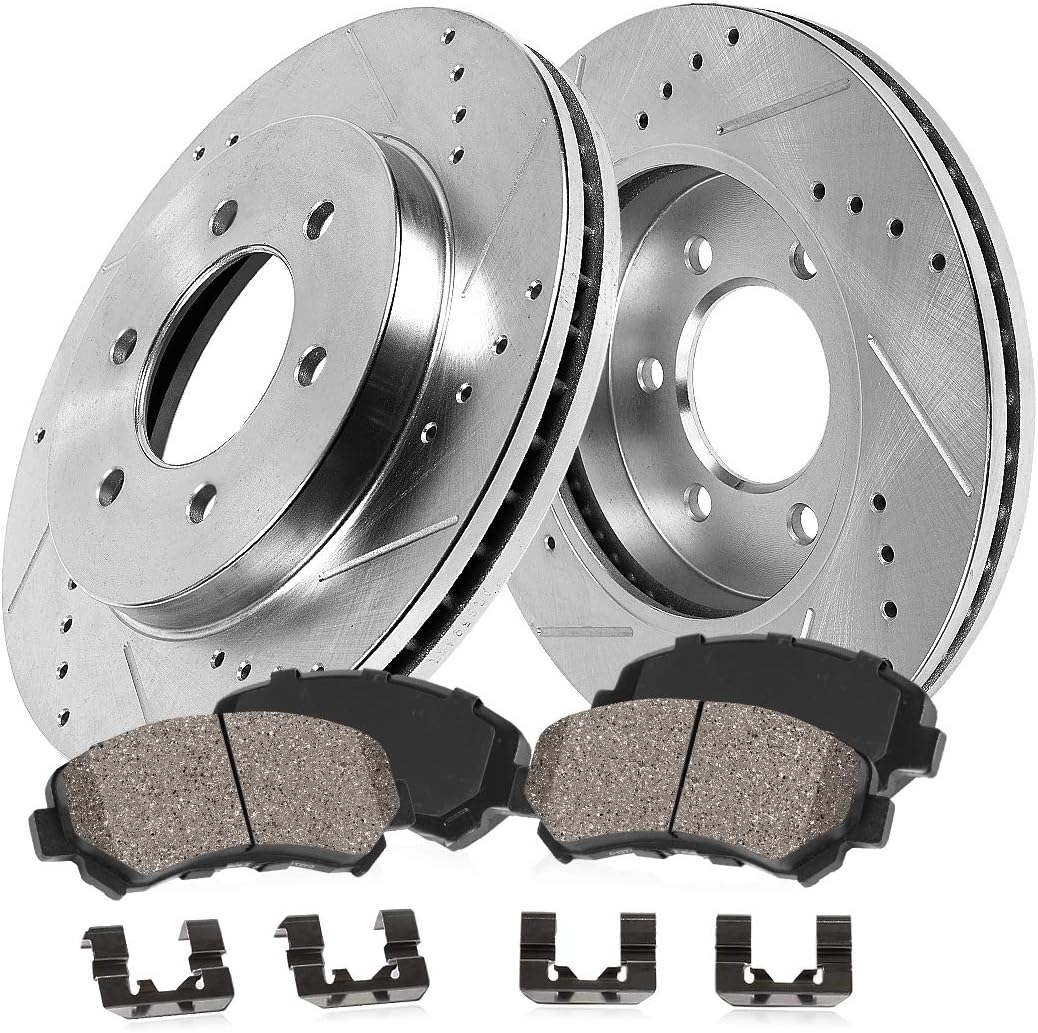 2 Rotors + Ceramic Brake Pads + Clips K2067