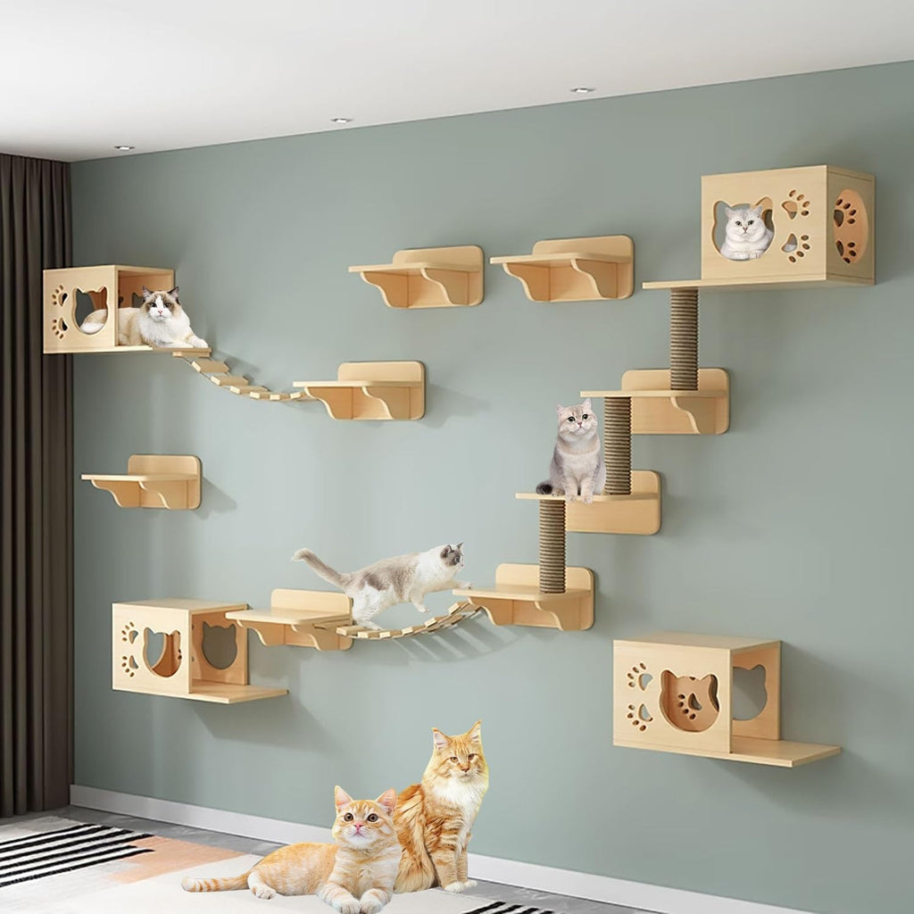 17pcs Wall-mounted Cat Climbing Frame Set Q993875