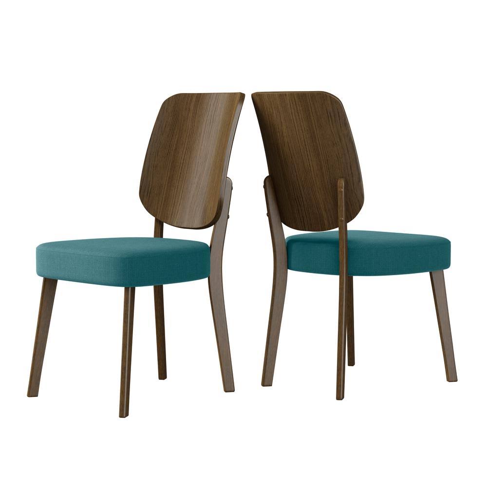 Caribbean Blue Linen Armless Side Chair Set of 2 C562