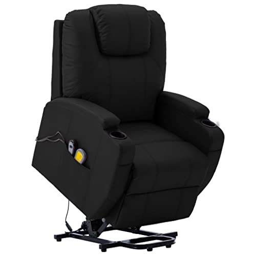 Black Faux Leather Electric Power Lift Massage Chair with 6-Point Vibration Massage E52612