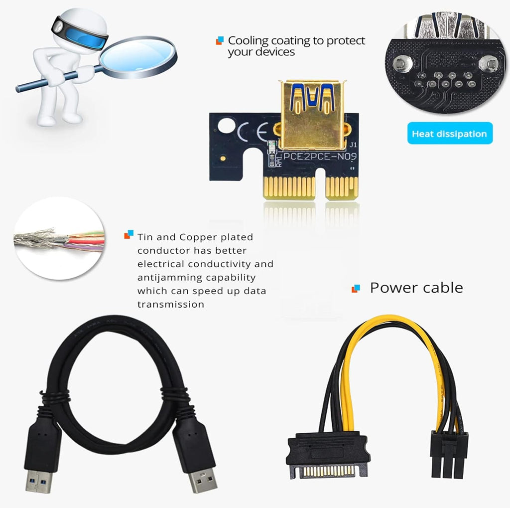 6PCS PCI-E Riser Card X16 Extender Cable R291290