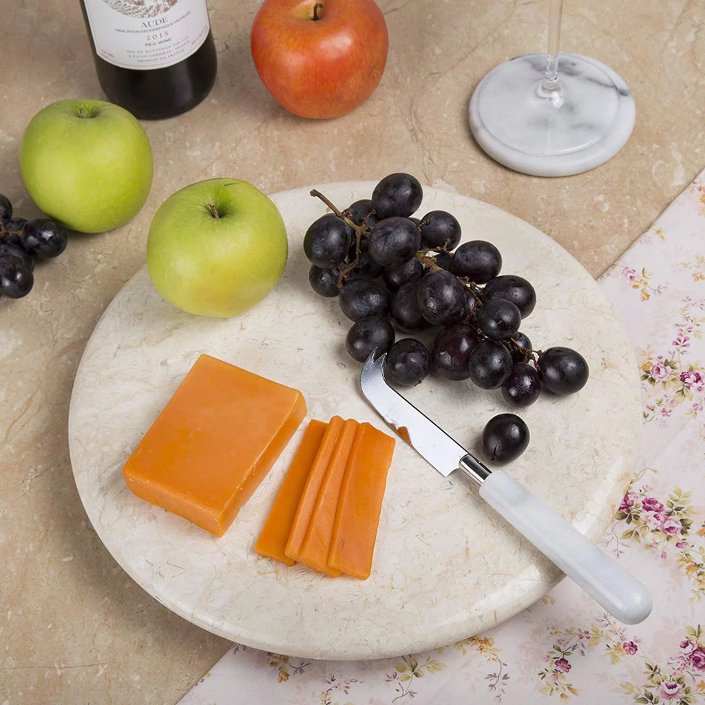 Natural Champagne Marble Lazy Susan Turn Table Serving Board H2441