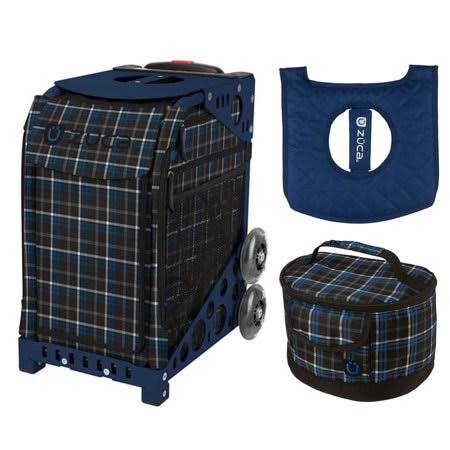 Blue Plaid Sport Bag with Lunchbox and Seat Cover U46294