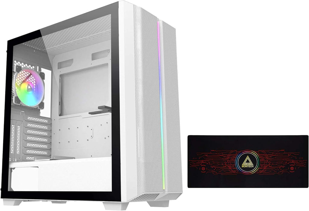 White ARGB Tempered Glass ATX Mid-Tower Gaming Case W7000
