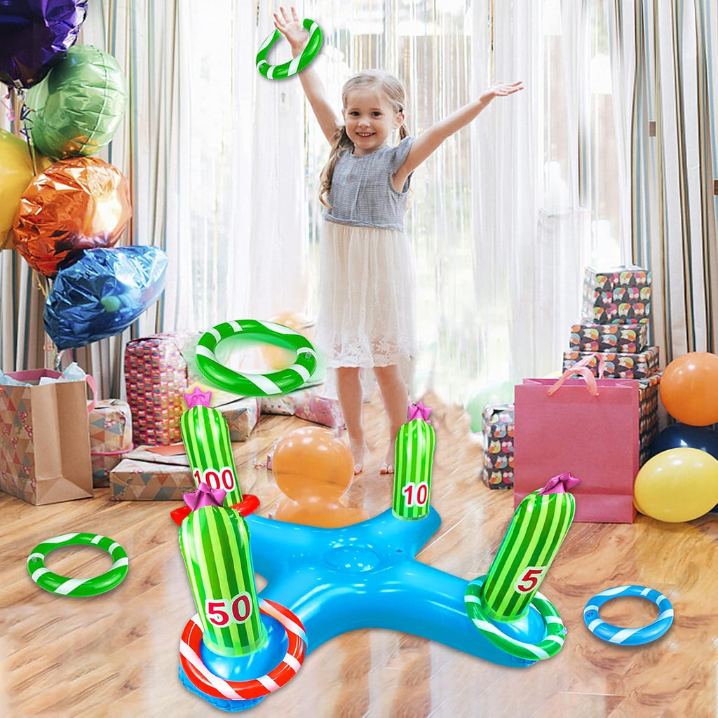 Inflatable Cactus Ring Toss Party Game with 4 Rings Q28827