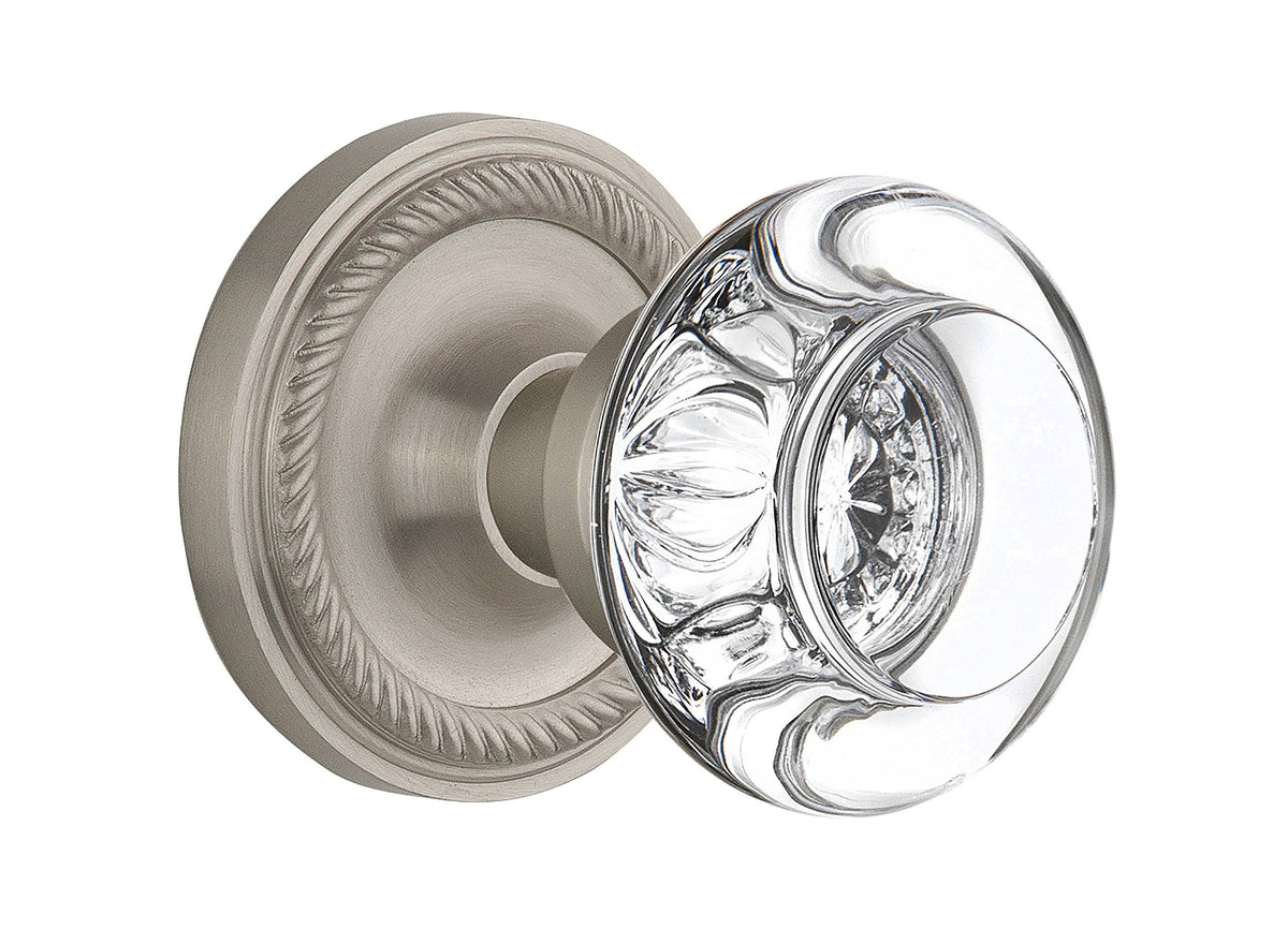 Satin Nickel Round Crystal Glass Door Knob Y8309
