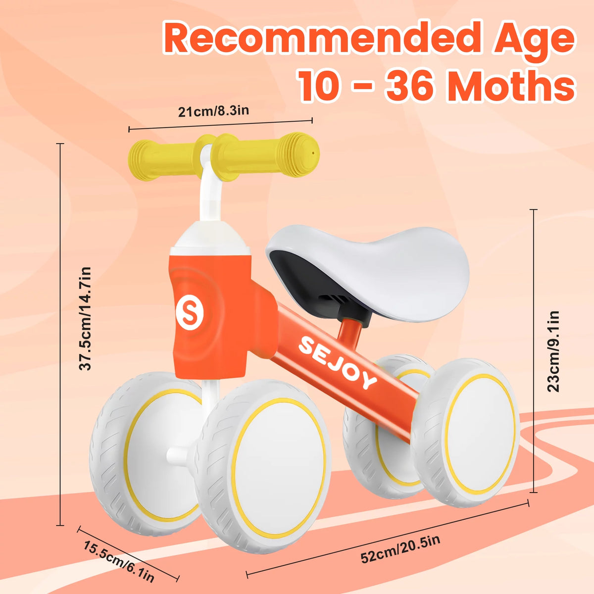 Baby Balance Bike 4 Wheels Toddler Walker O3208