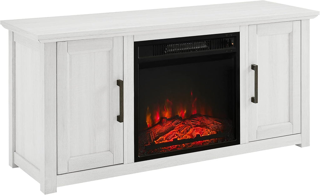 Dark Walnut Low Profile TV Stand with Electric Fireplace K10517