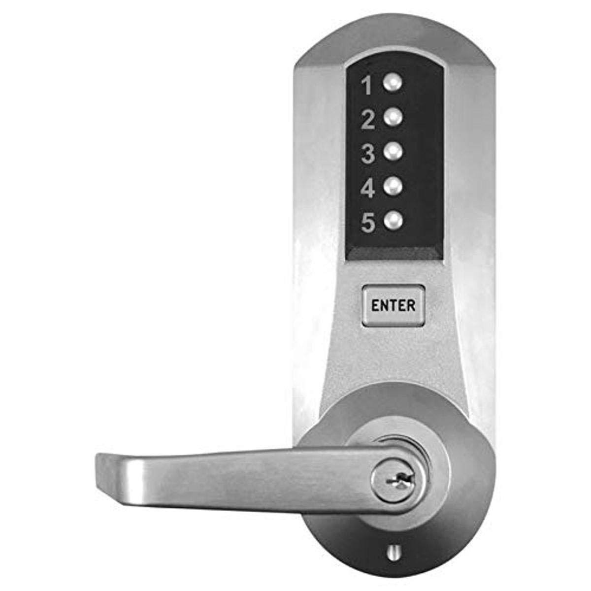 Cylindrical Push Button Lock with Lever, Satin Chrome T40369