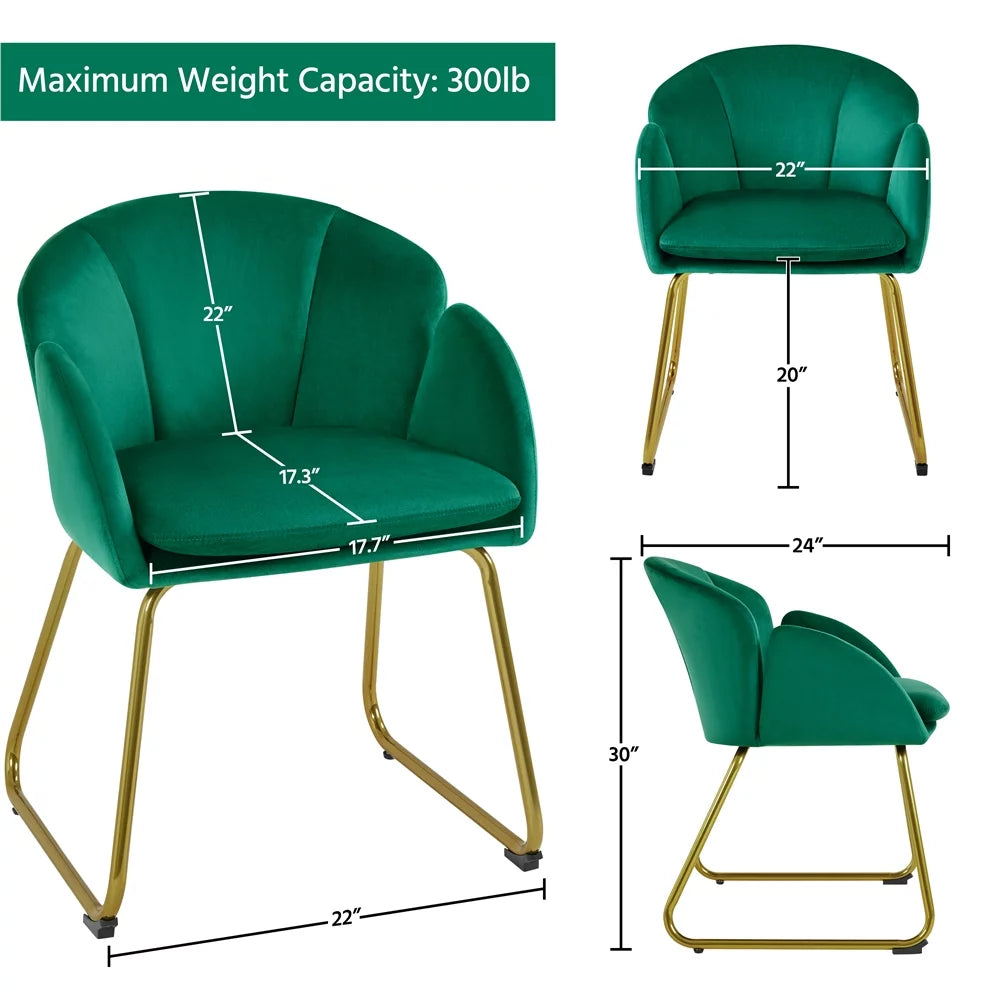Green Velvet Armchair with Golden Metal Legs W533