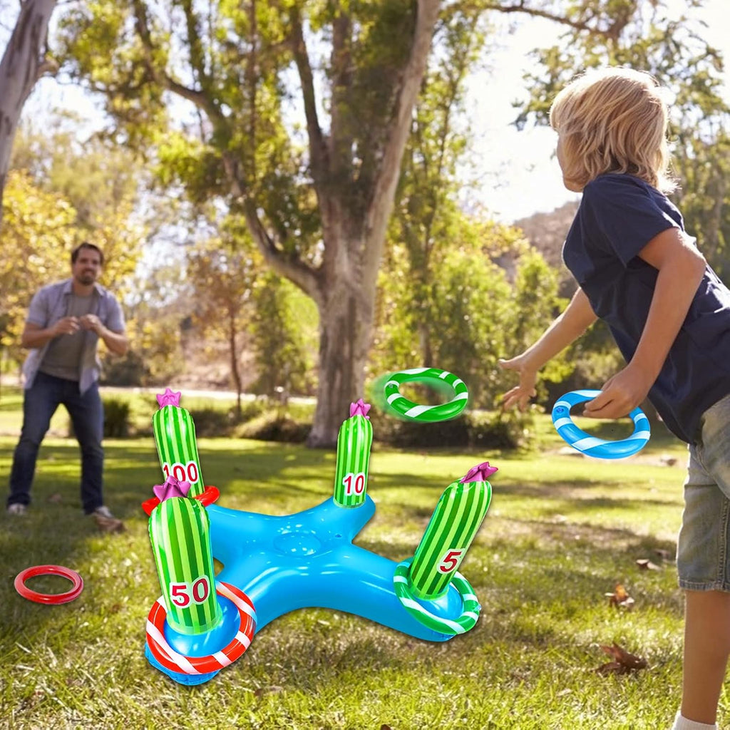 Inflatable Cactus Ring Toss Party Game with 4 Rings Q28827