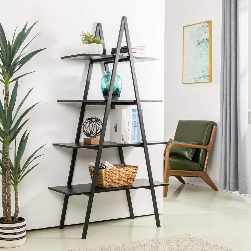 3 Tier Rustic Wood Bookcase with Metal Frame U7260