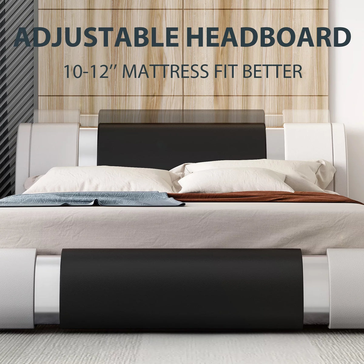 King Size Bed Frame with Adjustable Headboard C973