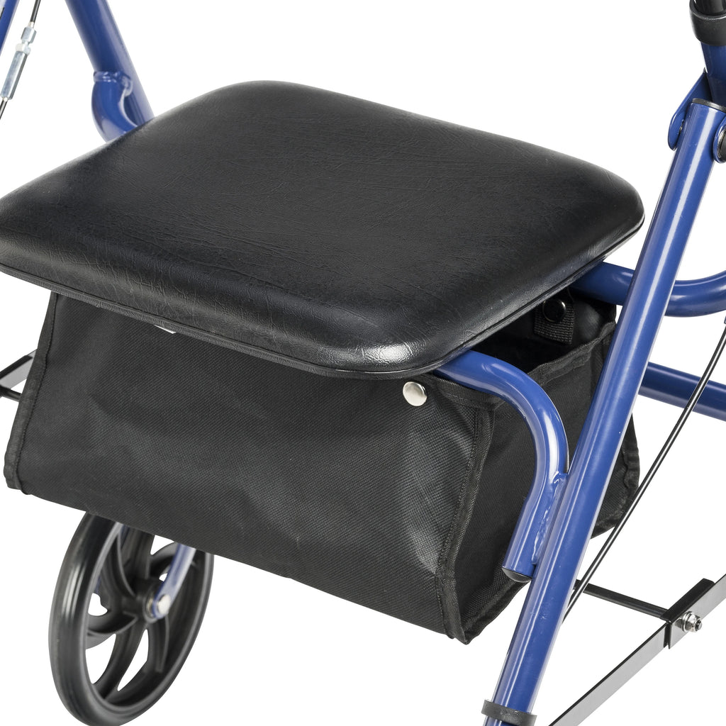 Blue Four Wheel Rollator Rolling Walker with Fold Up Removable Back Support N523