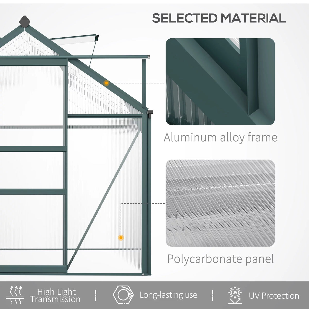 6' x 10' x 7' Polycarbonate Walk-in Greenhouse W351936