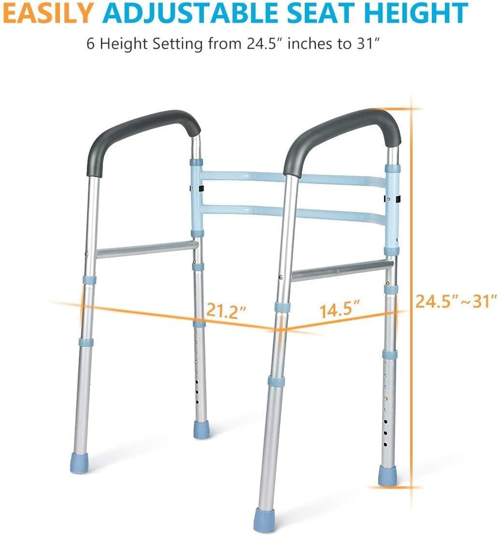 Stand Alone Toilet Safety Rail and Folding Shower Commode Wheelchair Heavy Duty Medical Toilet Safety Frame Adjustable Bathroom Toilet Handrails K92434