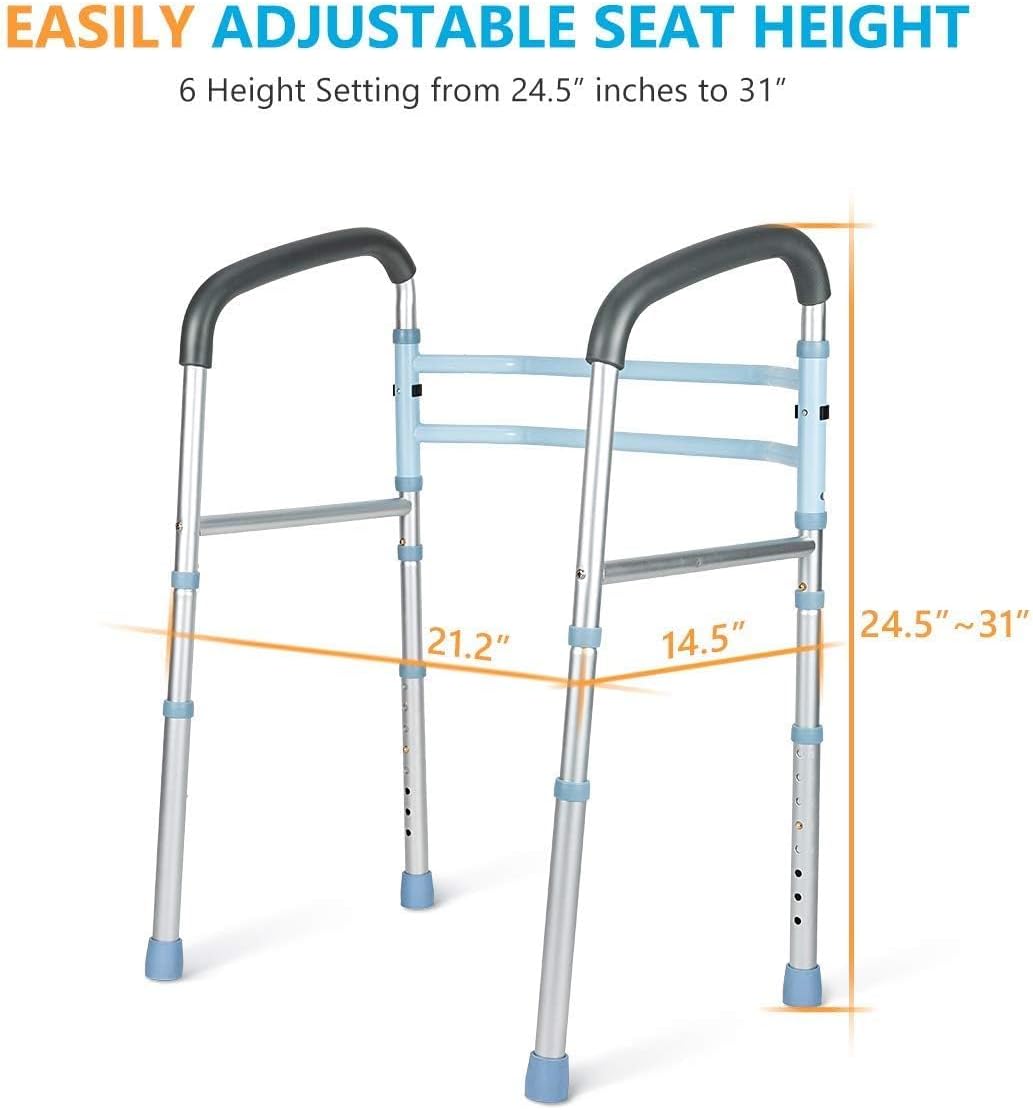 Stand Alone Toilet Safety Rail and Folding Shower Commode Wheelchair Heavy Duty Medical Toilet Safety Frame Adjustable Bathroom Toilet Handrails K92434