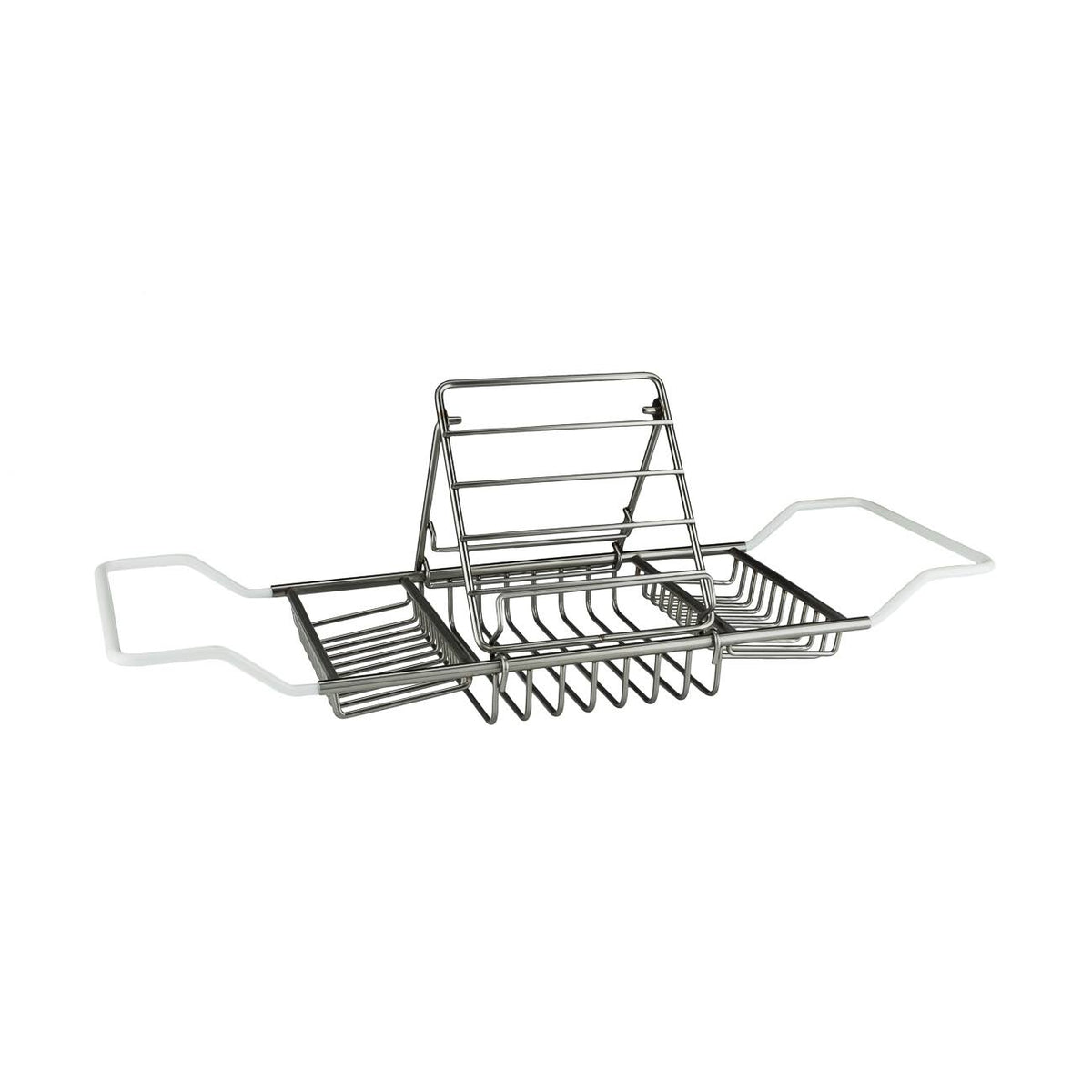 Brushed Nickel Adjustable Tub Caddy with Reading Rack R7341