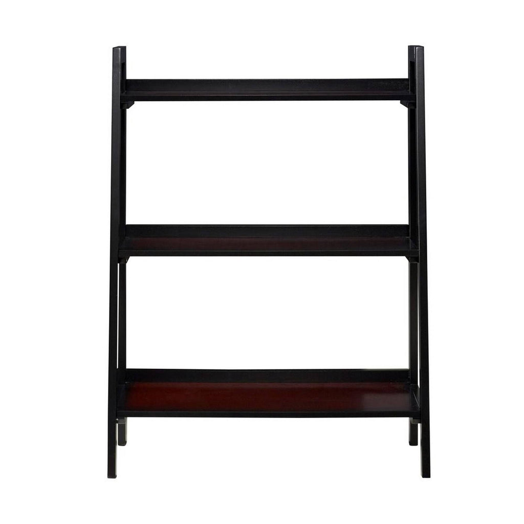 Brown and Black 3 Tier Wooden Bookcase with Metal Frame A5627