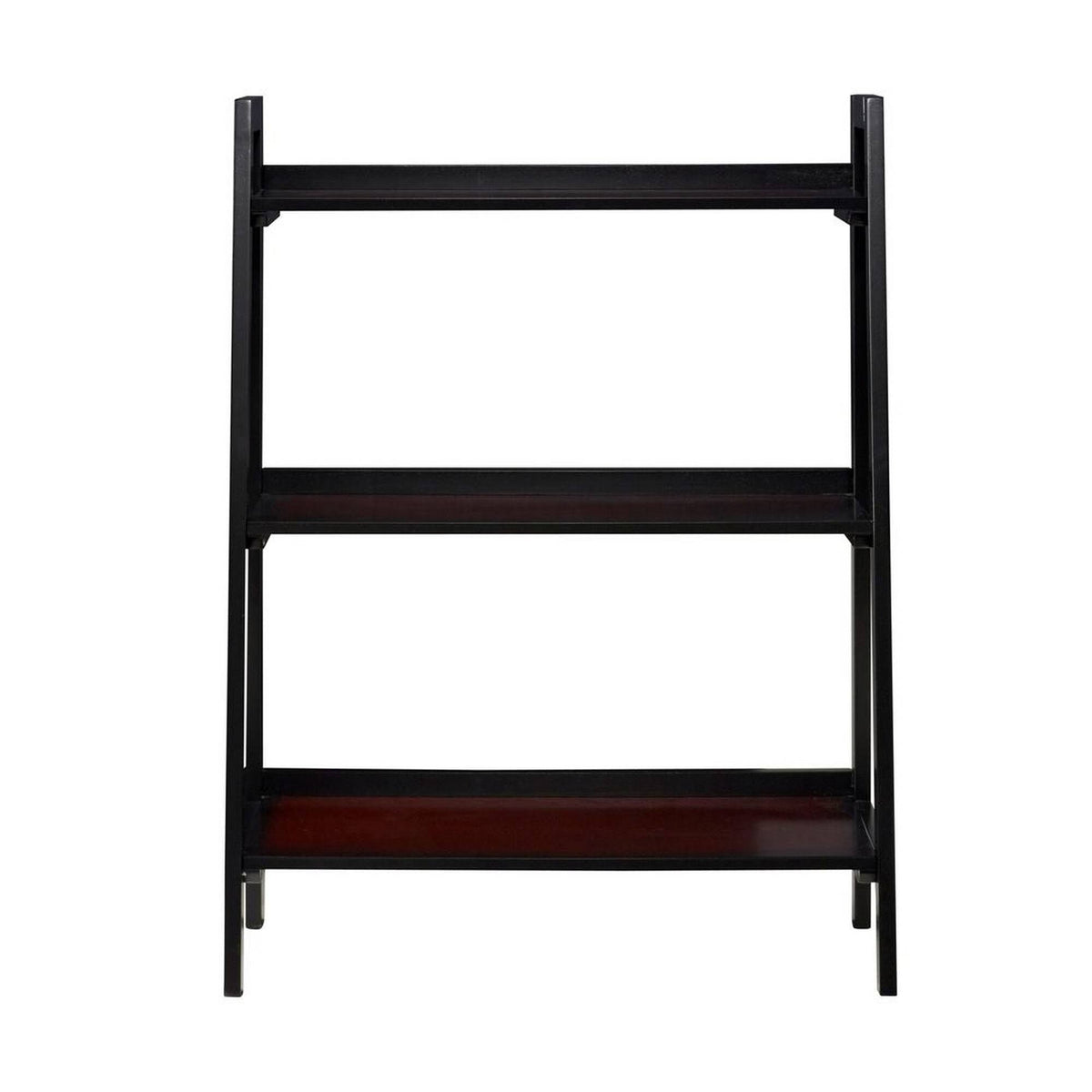 Brown and Black 3 Tier Wooden Bookcase with Metal Frame A5627