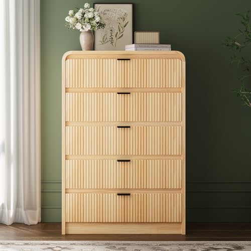 Natural Oak 5 Drawer Wood Dresser Z61746