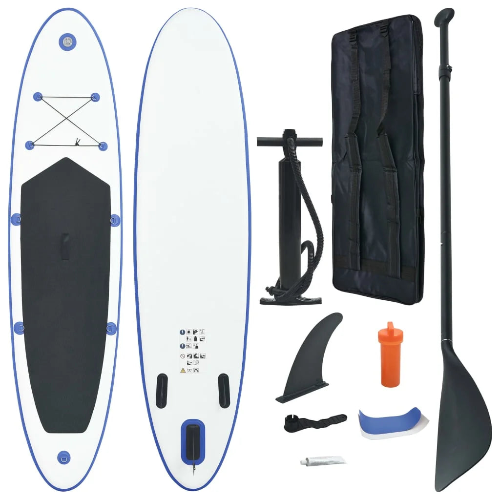 Blue and White Inflatable Paddleboard Set D5207