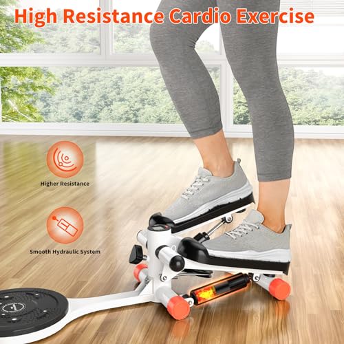 Mini Twist Stepper with Resistance Bands, 330LBS Weight Capacity, Adjustable Twist Table, LCD Monitor J6711